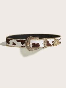 1pc Women's Heavy Beaded Milk Texture Western-Style Belt, Suitable For Cowgirl Fall, Autumn, Halloween - Multicolor - View 2