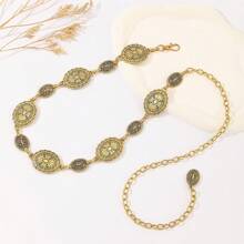 1pc Women's Fashionable Metal Body Jewelry Waist Chain, Vintage Bohemian Style, Suitable For Dresses And Suits