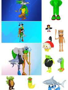 Enfeites de tubarão italianos Tralalero Tralala. Coleção de animais fantásticos com design exclusivo (banana, elefante, sapo verde, tubarão, hipopótamo) - Decoração de escritório de plástico durável com mesa de trabalho, presente de Natal para fãs TungTungTungSahur