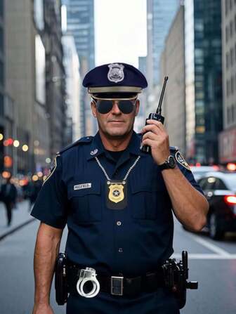 Conjunto de disfraz de oficial de policía de anime - Uniforme de policía y accesorios adecuados para fiestas de Halloween de oficiales de policía de anime
