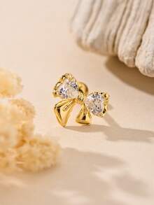 1 件蝴蝶锆石耳钉，精致百搭的简约耳环穿孔珠宝，316L 不锈钢螺丝柱圆球，多种款式可选 - 帶鑽星星吊墜款-銀色 - 查看 12