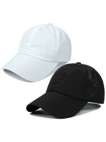 مجموعة قبعة بيسبول ذيل الحصان قابلة للتعديل للنساء، بتصميم شريط متقاطع، سريعة الجفاف، قابلة للتنفس، مناسبة للرياضة والياقة البدنية والجري والتنزه والجولف والصيد، قطعتان