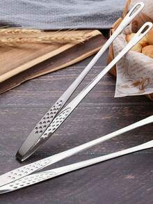 Einteiliger Edelstahl Speisezange, lange rutschfeste Barbecue-Zange, Steakzange, Küchenutensilien-Accessoires