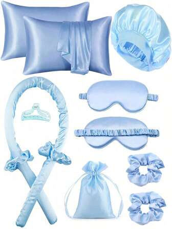 10pcs Sleep Hair Styling Tools Set, Curler 1pc Silk Pillowcase For Hair And Skin Queen Set, Silk Heatless Curling Set, Overnight Curling Iron, 1pc Sleep Soft Eye Mask, 1pc Sleep Silk Nightcap, Sleep Essential Set,Back To School,Travel Holiday Essentials,Hair Accessories For Women,Hair Curlers,Curly Hair Brush,Rollers,Curly Hair Products,Curler,Rollers For Hair,Hair Curl,Curly Hair Tools,Hair Roller,Hair,Hair Rollers,Curly Hair,Heatless Curl,Heatless Curls,Hair Curler,Barber,Hair Tools,Hair Products,Hair Accessories,Hair Curlers,Barber Accessories,Travel,Rollers,Hair Stuff,Hair Accessories,Curly Hair Products,Curler,Rollers For Hair,Hairdressing Equipment,Accessories,Hair Curl,Curly Hair Tools,Hair Roller,Christmas,Barbershop,Hair Curling Iron, Barber Accessories, Hair Accessories, Curling Iron, Hairdressing,Heatless Waves,Travel Essentials,Travel Essential,Hairstyle,Hairdressing