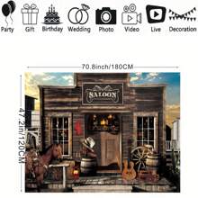 Western Saloon Cowboy Backdrop Country Vintage Bar Wild West Ranch Texas Horse Barn Door Cowgirl Shower Birthday Photography Background Photo Shoot Decor Props Decoration,Christmas