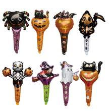 16 pièces de ballons en feuille d'aluminium aléatoires en forme d'araignée, de citrouille, de crâne, de fantôme, de chat pour la décoration d'Halloween, le Jour des Morts, un anniversaire, les ornements de maison hantée