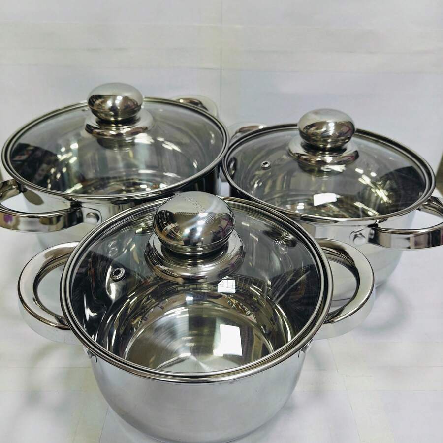 1套不锈钢锅，加厚底，三件套锅具