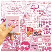 50 Pezzi Adesivi con citazioni romantiche rosa, adesivi estetici in vinile per scrapbooking, diario, computer portatile, paraurti, skateboard, borraccia, computer, telefono, cartoni animati, elmetto, auto e decalcomanie