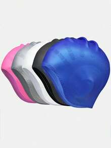 1 套硅胶泳帽 - 带防水泳镜，带耳袋的泳帽，保护长发并提供高弹性防水游泳，适合男士和女士、成人和青少年，返校，特殊设计的泳帽，适合非常长而浓密的卷发和脏辫编织辫子，硅胶保持头发干爽，防水舒适男女通用泳帽，游泳池设备