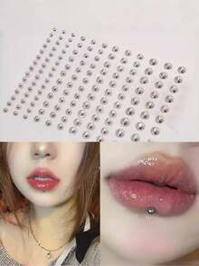 1pc Fake Lip Ring Fake Lip Piercing Fake Piercings Fake Nose Ring Hoop Fake Face Piercing Fake Lip Stud Fake Nose Stud Stick On Fake Eyebrow Piercing Fake Eyebrow Ring Fake Piercing Balls Silvery Golden - Multicolor - View 3