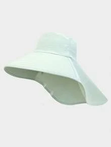 1pc Women's Summer Outdoor Sun Hat With Ponytail Hole, Korean Fashion Big Brim Shawl Bucket Hat For UV Protection, Versatile, Comfortable & Lightweight, Suitable For Trips, Hiking, Shopping, Beach, Camping And More Occasions