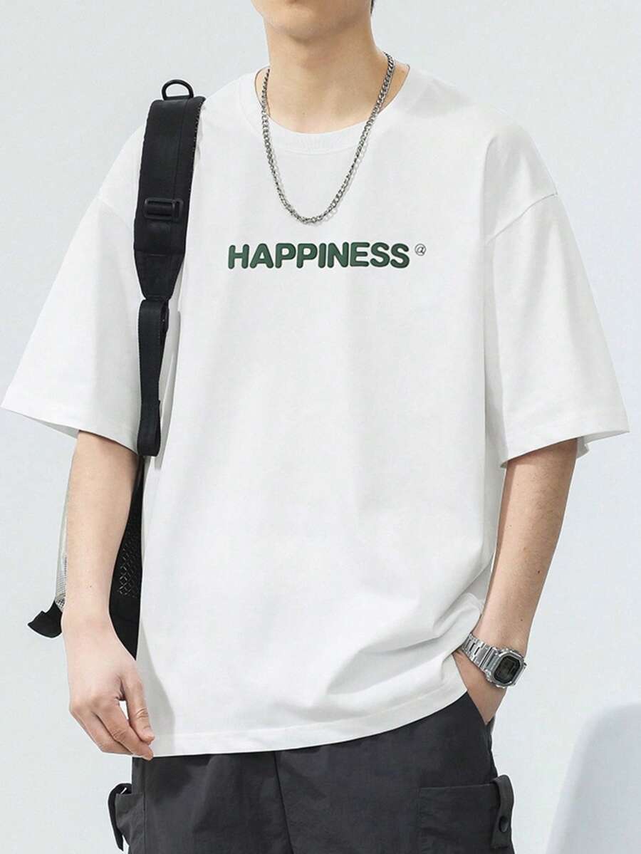 100% Cotton Unisex T-Shirt Short Sleeve Summer Vest 200g Cotton Comfortable Breathable Funny T-Shirt Men's Stylish And Casual Print Fashion Casual Outdoor Sports Fitness Tops Holiday Gift - 白色 - 查看 1