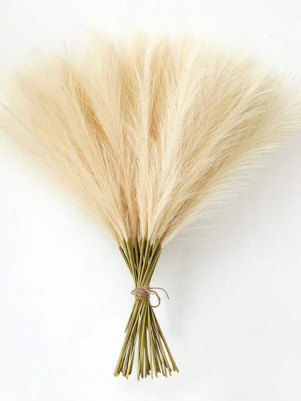 40pcs/30pcs/25pcs/15pcs/20pcs/10pcs/5pcs Beige Artificial Pampas Grass, 21.27 Inches/54 Centimeters High. The Scarecrow Made Tall And Fluffy Silk Artificial Pampas Flowers From Reeds. Reed Grass Artificial Plant Bohemian Decoration Wedding Party Decoration, Garden Decoration,Fall Decor,Autumn