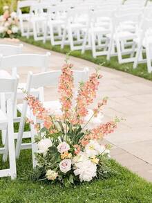 Flores artificiales de delfinio blanco, 8 piezas de tallo largo de seda, flores de Larkspur de 33,5 '', tallos de delfinio falso para jarrón alto, Decoración de mesa de boda para el hogar (blanco) - Coral - Ver 8