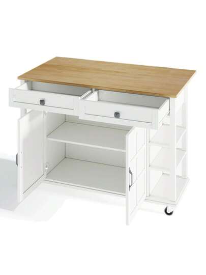 Sairedel Multifunctional Kitchen Trolley Folding Worktop, 120*65 Cm Exp able, Drawers, Spacious Storage, On Wheels Stylish Serving The Kitchen, Dining Room Living view 6