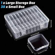 1pc Clear Plastic Organizer With Adjustable Compartments And Extra Small Containers - Versatile Storage Solution For Beads, Jewelry And Crafts Clear Design - Multicolor - View 6