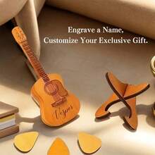 1 Guitar Lover Gift Set - Personalized Engraved Guitar Picks, Perfect For Anniversaries Or Gifts For Fathers, Brothers, Boyfriends, Or Friends (Includes 3 Wooden Guitar Picks And A Stand) - Multicolor - View 8