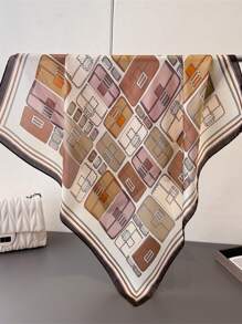 1 Stück Halstuch mit buntem geometrischem Muster aus Seide, kleines quadratisches Nickituch/Stirnband für Frauen