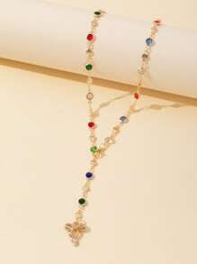 Colar com pingente de borboleta de vidro colorido dourado, acessório longo e sexy estilo boêmio, adequado para uso diário, encontros, festas, férias, feriados, aniversário, presente de aniversário, luxo minimalista elegante e refinado, fofo