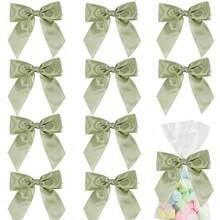 5 件绿色 3.5 英寸扭结蝴蝶结，用于糖果袋，粉色缎带蝴蝶结，用于礼品包装，预制蝴蝶结，用于工艺品、派对礼品、婚礼、淋浴装饰 - 綠色 - 查看 5