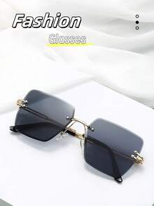 1 pièce/2 pièces/3 pièces Lunettes de mode carrées sans cadre au style audacieux, polyvalentes pour le style de rue, convenant pour le port quotidien, le défilé, l'extérieur, les voyages, le cyclisme, la conduite, les fêtes. Forme carrée. - Ombré - Voir 7