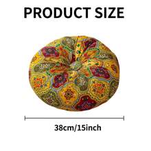 1pc Bohemian Style Round Floor Mat/Cushion - Vibrant Mandala & Floral Design, Thick Polyester Fabric, Suitable For Living Room Or Bedroom, Home Decor