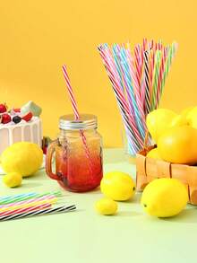 100 支可重复使用吸管，适用于洗碗机的塑料吸管，适用于冰沙、果汁、鸡尾酒、热饮的塑料吸管，9.06 英寸吸管（25/50/100 支） - 彩色 - 查看 4