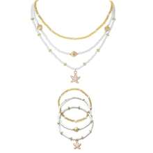 6pcs Bridal Fashion Jewelry Set Unique Summer Ocean Vacation Style Mini Faux Pearl Shell Faux Faux Pearl Necklace Bracelet Set, Sexy And Elegant, Perfect For Women's Daily Holiday Wear,Wedding, Party Dress Up