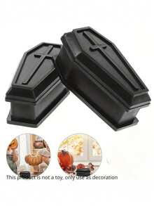 10 piezas Caja de ataúd decoración de Halloween, estatua de ataúd prop de casa embrujada, artículos de broma divertidos, accesorio de decoración del hogar, modelo de paisaje, caja de ataúd de plástico para decoración de casa embrujada de Halloween