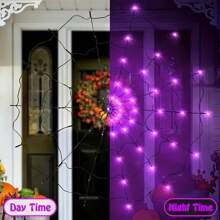 1 件万圣节蜘蛛网灯，8 种模式 70 个 LED 灯，适用于卧室、户外、酒吧、鬼屋万圣节装饰，适用于家庭花园室内户外（不含电池）万圣节装饰灯家居装饰派对装饰万圣节装饰房间装饰万圣节花园装饰礼物仙女