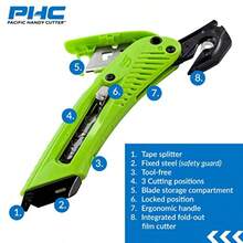 S5R Box Cutter Heavy Duty Utility Knife Tape Splitter And Film Cutter 3Position Retractable Box Cutter With Easy Blade Change For Right Handed Users - màu xanh lá - Xem 3