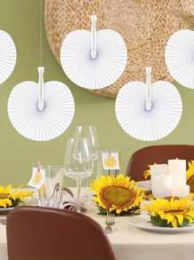 Personnalisation 1/10/15 pièces Éventails en papier blanc pliants à main ronds avec poignée en plastique. Éventails en papier pliants, accessoires manuels pour fête, mariage et décoration de maison