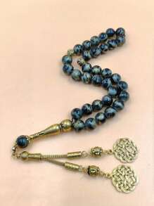 New 33pcs 10mm Gold Glass Bead Rosary Beads, Muslim Prayer Beads Tasbih For Daily Prayer & Ritual
