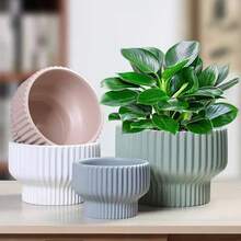 1/3PCS Mua 1 chậu hoa, chậu hoa, chậu hoa nhân tạo đứng trên sàn, chậu hoa nhựa tròn hai lớp đường kính lớn, chậu và khay đựng cây mọng nước, chậu cây, quả bóng tròn lớn trang trí nhà cửa, chậu hoa cây xanh nhân tạo cho khách sạn, trồng cây, hoa văn dọc sáng tạo theo phong cách châu Âu, ban công phòng khách, máy tính để bàn - Nhiều màu - Xem 8