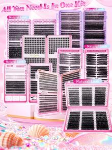 770 piezas/640 piezas/600 piezas/580 piezas/540 piezas/504 piezas/384 piezas Pestañas individuales con rizo D, longitud de 8-18 mm, aspecto denso y natural, súper suaves y ligeras, reutilizables, kit de extensión de pestañas con racimos individuales 30D+40D+50D+60D+80D+100D, adecuado para viajes, uso diario (para principiantes), bodas, citas, fiestas, vacaciones - D - Ver 2