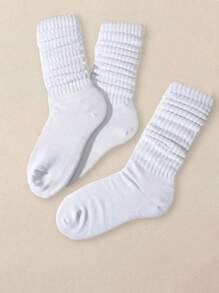 3 أزواج من جوارب النساء الكلاسيكية طويلة فوق الركبة باللون الأحادي، طراز كوليجي عصري، مناسبة للارتداء اليومي