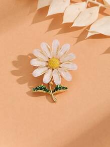 Broche en alliage de fleur de marguerite blanche mignonne, accessoire pour veste