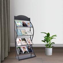 Bazargame 4 Layers Magazine Rack Floor-Standing, 4-Tier Floor-Standing Magazine Rack, Calligraphy Stand Shelf, Brochure Stand, Leaflet Display Stands Free Standing - 黑色 - 查看 4