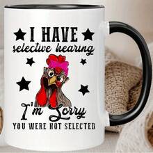 1pc 11oz Coffee Mug With Funny Chicken Quote & Cartoon Design - Insulated Reusable White & Black Mug, Hand-Wash Only, Perfect Gift For Men, Women, Couples, Humorous Drinkware, Coffee Cup - Chicken Quotes - View 6
