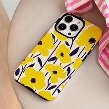 Funda para teléfono 1 pieza Pantalla completa de flores Película dos en uno: duradera, que absorbe los golpes y a la moda - 16, 15, 14, 13, 12, 11, Plus, Pro, - Colores mixtos 1 - Ver 2