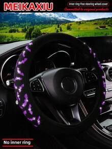 MEIKAXIU 1 件潜水料方向盘套，蝙蝠形，闪亮亮，可拉伸松紧带，防水防滑设计，适用于 14.5-15 英寸女式方向盘 - 蝙蝠 - 查看 9