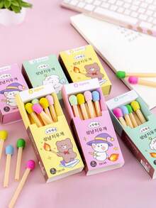 一套趣味橡皮擦套装 - 颜色随机，创意设计，色彩缤纷，火柴棍造型橡皮擦，适合作为节日礼物和奖励。盒装橡皮擦套装。适用于圣诞节/新年/感恩节/生日/家庭聚会等场合。适合14岁及以上成人。理想的办公用改正工具！ - 彩色 - 查看 7