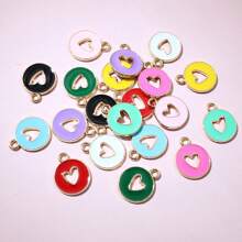 20 peças 15x12mm esmalte dupla face coração vazado pingente faça você mesmo acessórios para fazer joias pulseira brincos colar