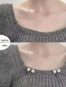 3 Ghim cài áo ngọc trai giả - Có thể điều chỉnh, Chống trượt, Ghim để thắt eo, Điều chỉnh cổ áo, Cố định khăn quàng cổ, Phụ kiện thời trang với nút ngọc trai giả màu sâm panh, xám, trắng - Hoàn hảo để trang trí váy, áo sơ mi và trang phục đi học - 3 cái - Xem 6