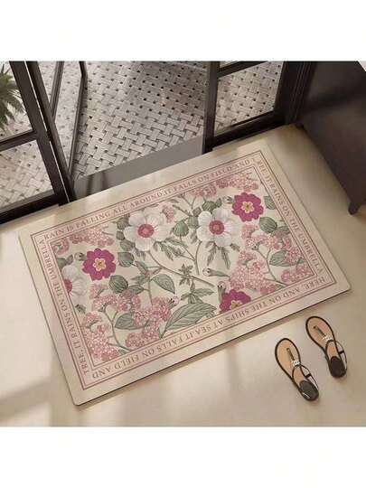 Alfombra de baño con diseño floral, antideslizante, absorbente y de secado rápido, con diseño de camelias blancas y negras. Alfombra de baño antideslizante, absorbente y de secado rápido, adecuada para la entrada de la cocina y el baño, alfombra absorbente para la entrada del hogar y el baño.