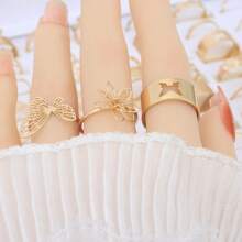 Set de 30 piezas/Paquete de anillos de aleación y perlas de imitación de lujo, estilos variados elegantes y surtidos, adecuados para fiestas y uso diario, joyería de moda, mejor regalo, envío aleatorio