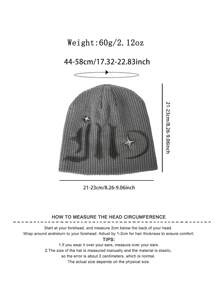 1件针织帽，涂鸦星星图案时尚百搭帽，秋冬保暖针织帽，欧美风