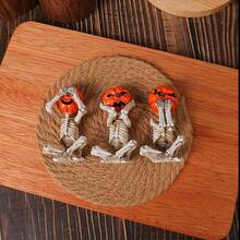3pcs Pumpkin Head Skull Figurine Decoration Home Halloween Horror Doll Decoration Scene Props Party Supplies Home Decor Room Decor Halloween Decor