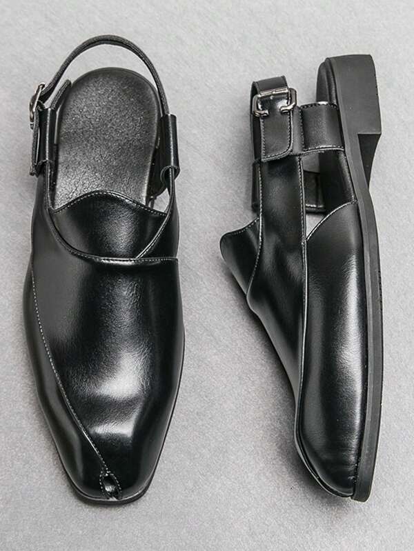 Mules con estilo retro británico para hombres, sandalias de punta abierta