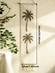 1 tấm thảm treo tường phong cách Boho nhiệt đới in hình cây cọ, thảm tua rua dọc hẹp, thích hợp trang trí phòng ngủ, phòng tắm, phòng khách (số lượng tua rua ngẫu nhiên) - Nhiều màu - Xem 6